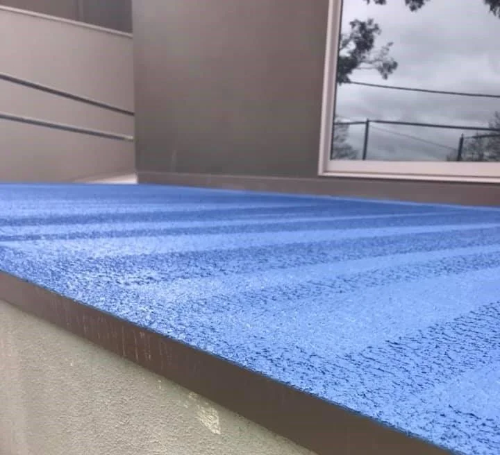 Waterproofing membrane applied to an outdoor surface